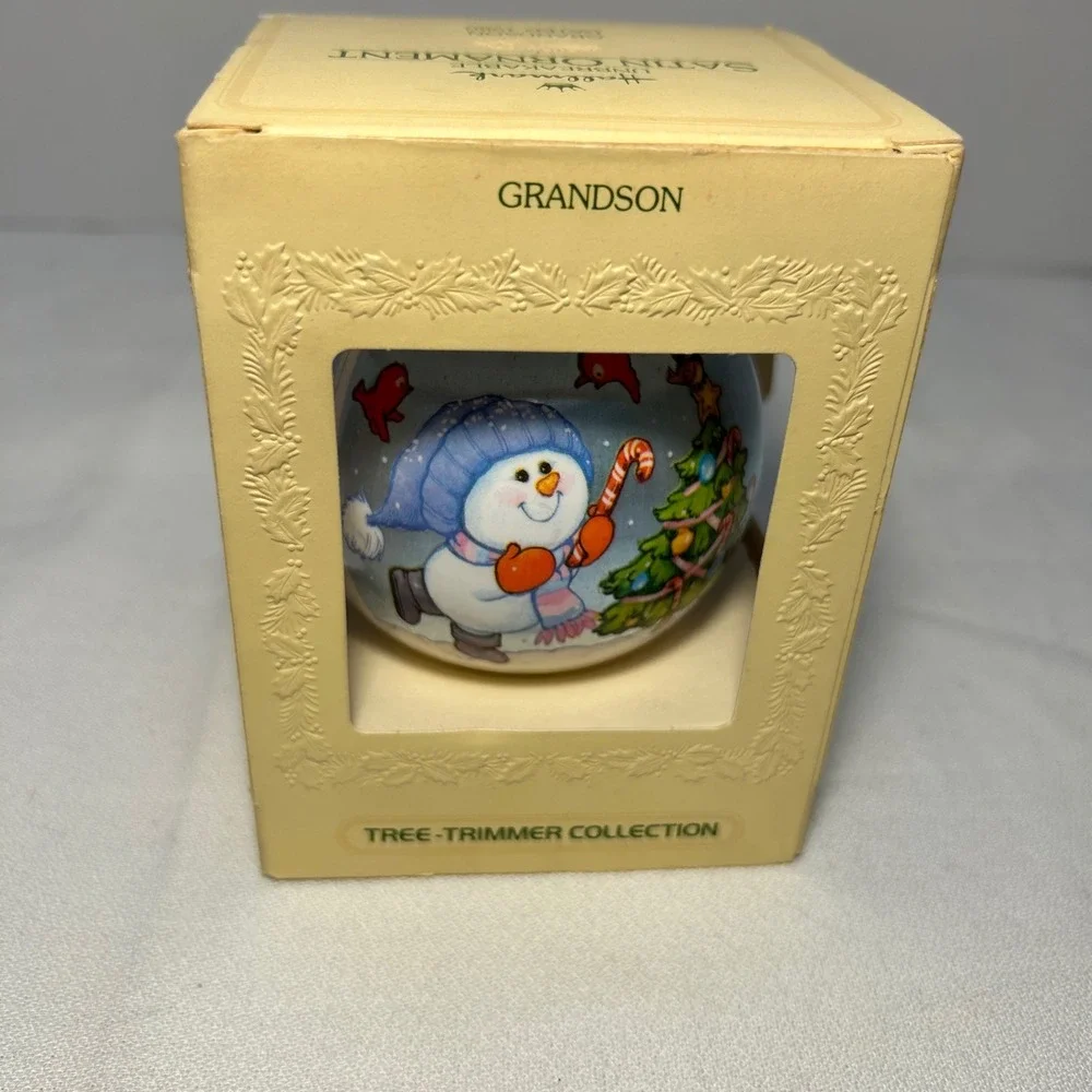 Hallmark Unbreakable Satin Ornament Grandson 1980‎ Tree Trim Collection Snowman